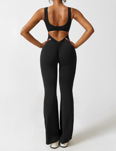 Ellie | Comfortable V-Back Flared Jumpsuit