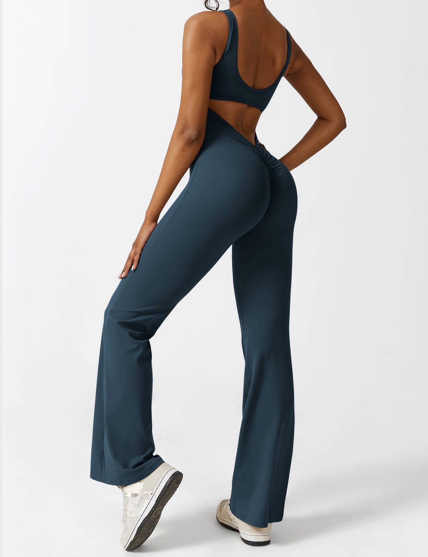 Ellie | Comfortable V-Back Flared Jumpsuit