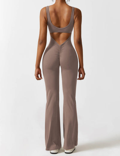 Ellie | Comfortable V-Back Flared Jumpsuit