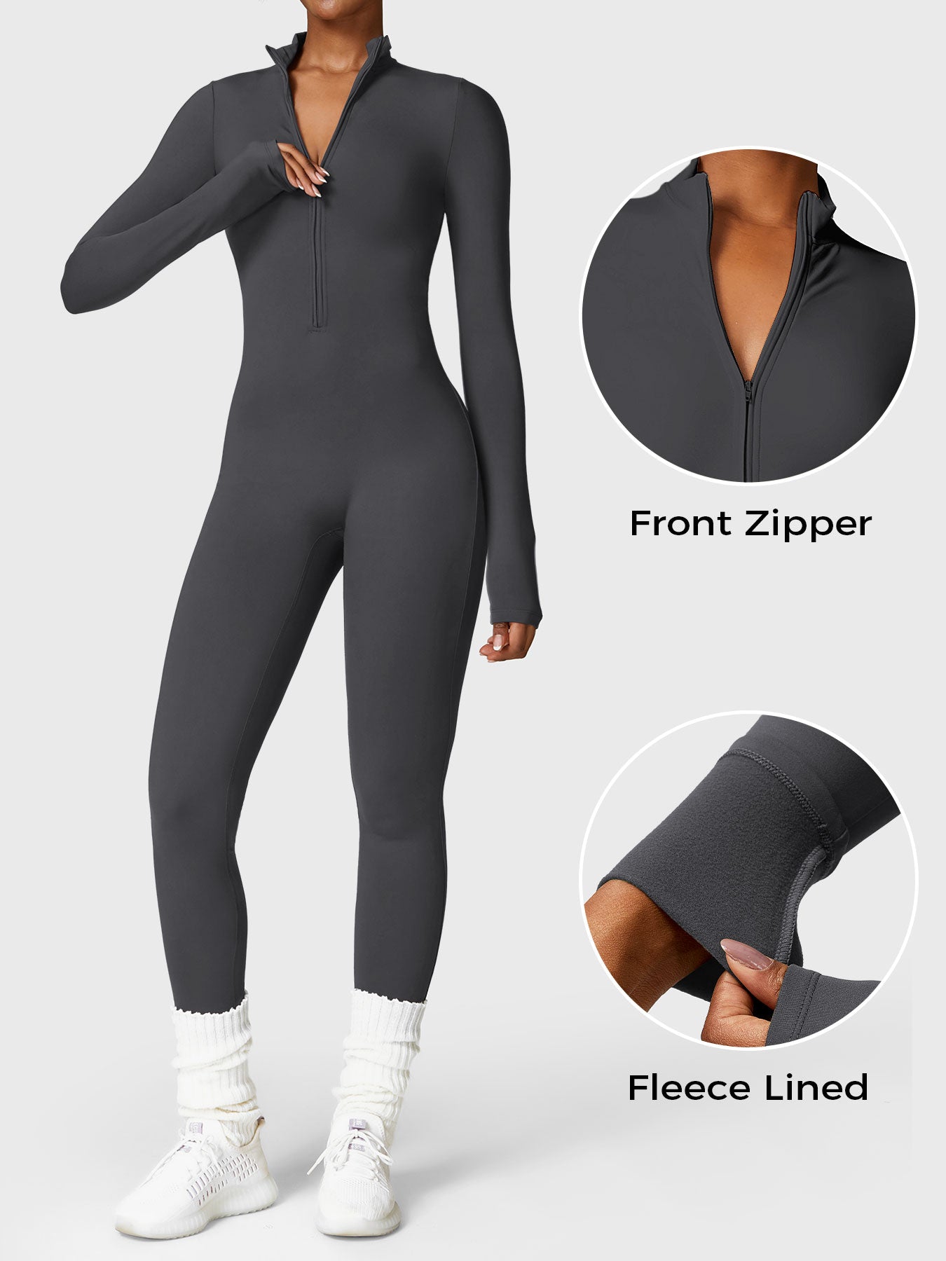 Aurora | Fleece Long Sleeve Zipper Jumpsuit