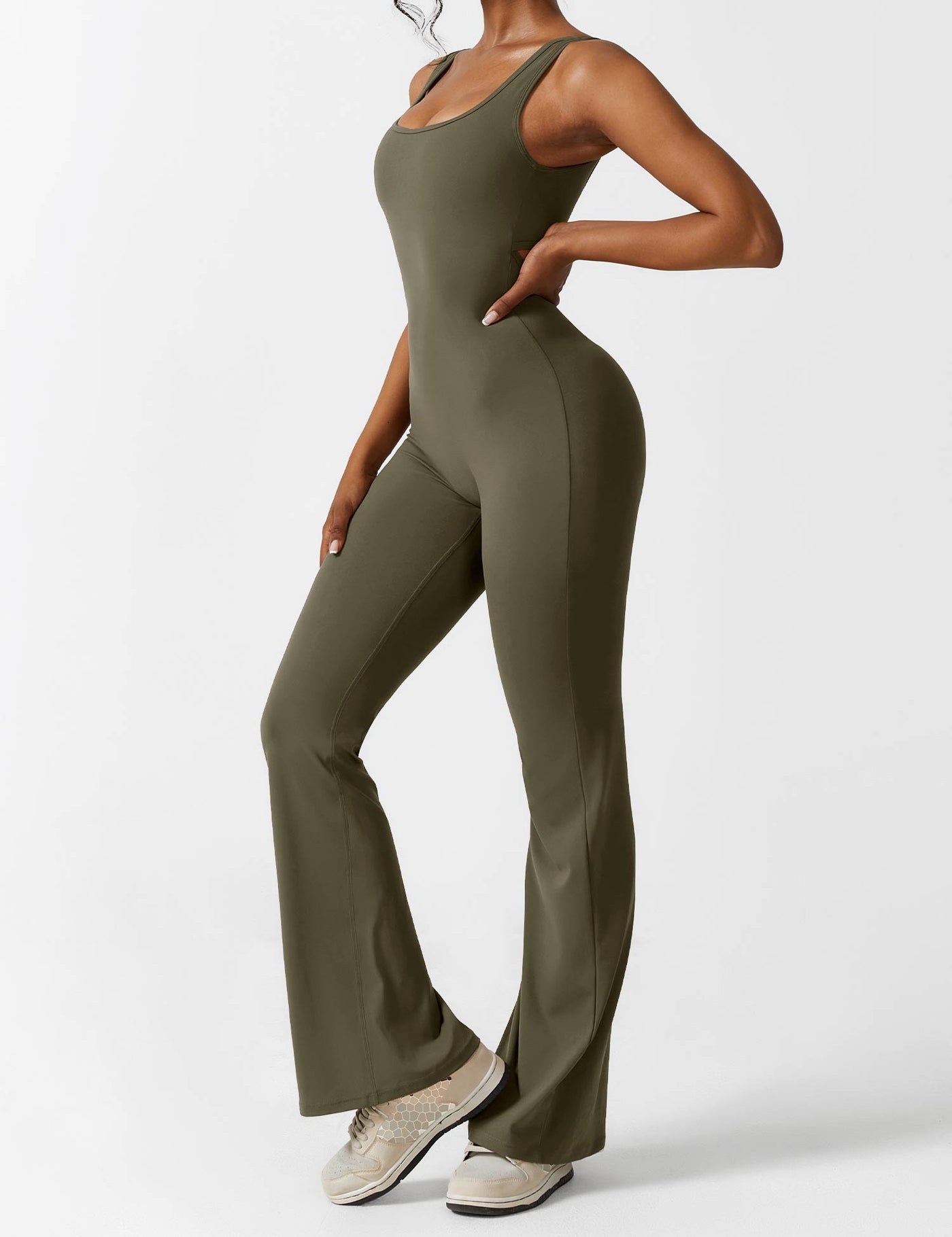 Ellie | Comfortable V-Back Flared Jumpsuit