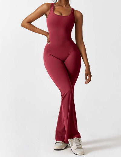 Ellie | Comfortable V-Back Flared Jumpsuit